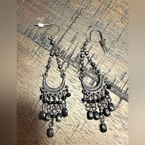 Boho Black Beaded Chandelier Earrings